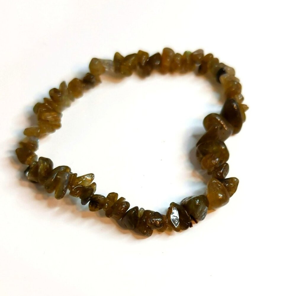 Natural Labradorite Gemstone Chip Elastic Bracelet Chakra Style - Picture 2 of 3